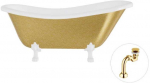 Vonia Besco Otylia Glam 160, Gold+Baltas, su sifonu Klik-klak Gold