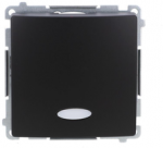 Kontakt Simon BMW1L.01/49 Simon Basic Vienpolis jungiklis su LED ap&scaron;vietimu (modulis) 10AX, 250V, greitos jungtys, juodas BMW1L.01/49