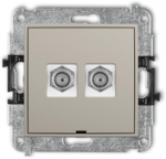 Karlik Elektrotechnik 60MGFBO-2 MINI dvigubas F tipo antenos lizdo mechanizmas (SAT), nikeliuotas, be žymėjimo laukelio, pilk&scaron;vai rudos spalvos 60MGFBO-2