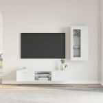 TV spintelių komplektas FLORIN 3 pcs Auk&scaron;tai blizganti balta