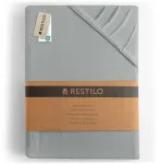 RESTILO AMBER fitted sheet, pilkas, classic style, jersey material, 100&ndash;120 x 200