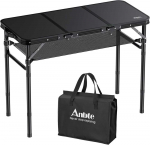 Anbte sulankstomas kempingo stalas su aliuminio rėmu, 88 &times; 40 cm, 3 reguliuojami auk&scaron;čiai, su laikymo tinkleliu
