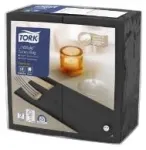 Servetėlė Tork Linstyle 39x39 cm su stalo įrankių įdėklu juoda, 14 pakelių x 50 vnt./kartoninė dėžė