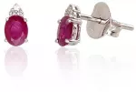 Diamond Sky Jewelry Balto aukso 585 prabos auskarai su deimantais ir rubinais &bdquo;Notika&ldquo;