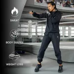 HOTSUIT moteri&scaron;kas saunos kostiumas su užtrauktuku, poliesterinis, juodas, XL, H2214032-BLK2-XL