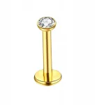 Auksinis titano labret auskaras su baltu cirkoniu 1,2/10/2,5 mm