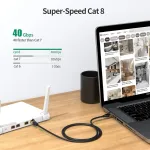 &Scaron;akotuvas Hasa zone tinklo kabelis cat 8 lan kabelis 40 gbits 2000 mhz, cat.8 ethernet patch kabelis 1 m didelio greičio sftp lankstus rj45 kabelis gigabitiniams tinklams, jungiklis, patch panelis