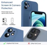 Supdeal skysto silikono dėklas, skirtas iphone 12, [apsauga kamerai] [mikropluo&scaron;tas] [3 sluoksnių apsauga] skysto silikono mobiliojo telefono dėklas, itin plonas ir patogus laikyti apsauginis dėklas, 6.1 colio, &scaron;viesiai mėlynas