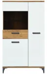Stiklinė vitrina ąžuolas balta blizgi Komoda Snobi Sb6 craft ąžuolas aukso spalvos