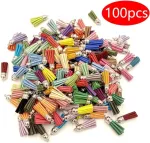 Dtoterul raktų pakabukas su kutais, 100 vienetų mini kutai, dirbtinės odos kutai, raktų pakabukai su sidabro spalvos dangteliu, oda rankdarbiams, "pasidaryk pats" reikmenys, įvairiaspalviai