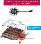Geeekpi Itin plonas Ice Tower au&scaron;intuvas, skirtas Raspberry Pi 4, aliumininis aktyvus au&scaron;intuvas su 40 x 40 x 7 mm Pwm ventiliatoriumi, skirtas Raspberry Pi 4 Model B 8gb