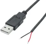 Riertostng 2 m Usb A ki&scaron;tukas su 2 kontaktų plikais laidais, Usb 2.0 A ki&scaron;tuko atviru galu maitinimo kabelis, skirtas Usb įrenginiams arba "pasidaryk pats" pakeitimo priežiūros maitinimo kabelis (2 vnt.)