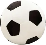 Xzjmy Futbolo pliu&scaron;inė pagalvėlė, kim&scaron;tas sportinis žaislas, dekoratyvinė apvali didelė futbolo pagalvė, 3d kamuolio formos pagalvė, dovana mergaitėms ar berniukams (juoda ir balta, 28 cm)