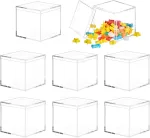 Vossot 8 mažų dėžučių su dangteliais rinkinys, 5,5 cm skaidri plastikinė dovanų dėžutė, akrilinis kubo skaidrus rinkinys, akrilinė dėžutė su dangteliu, mažas akrilinis vitrinos dėklas