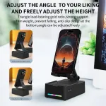 Kompiuterio kolonėlės Cyboris sulankstomas telefono stovas su garsiakalbiu, belaidis bluetooth garsiakalbis su telefono stovu ir neslystančiu pagrindu, led rgb ap&scaron;vietimas, hd erdvinis garsas, suderinamas su telefonais, plan&scaron;etiniais kompiuteriais