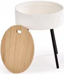 Aura Halmar apvalus staliukas-padėklas, baltas, juodas