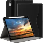Arvok dėklas, skirtas ipad air 11 colių 2025 m3/m2, ipad air 7/6/5/4 dėklas (2024/2022/2020) su pie&scaron;tuko laikikliu, smūgiams atsparus apsauginis dėklas su automatiniu miego/pabudimo režimu, auk&scaron;čiausios kokybės odinis folio stovas