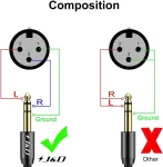 Stiprintuvas J&d 6.35 mm į xlr kabelis, pvc apvalkalu 6.35 mm (1/4 colio) trs ki&scaron;tukas į xlr lizdą xlr į trs 1/4 subalansuoto stereo garso jungties adapterio kabelis garsiakalbiui kondensatoriniam mikrofonui gitaros mik&scaron;eriui stiprintuvui, 0.9 m