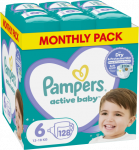 Sauskelnės Pampers Active Baby 6 Dydis, 13-18kg, 128vnt.
