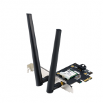 Asus PCE-AX1800 Bevielio ry&scaron;io adapteris, Dviejų juostų PCI-E WiFi 6 (802.11ax). Palaiko Bluetooth 5.2, WPA3 tinklo apsaugą, OFDMA ir MU-MIMO