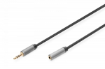 Kabelis Digitus Garso plėtimosi kabelis DIGITUS PREMIUM MiniJack Stereo tipas 3.5mm / 3.5mm V / M nailonas 3m
