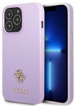 Apple iPhone 13 Pro Max Guess dėklas Saffiano 4G Small Metal Logo violetinės spalvos