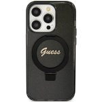 Guess Ring Stand Script Glitter MagSafe Apple iPhone 12/12 Pro - dėklas telefonui juodos spalvos