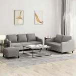 Sofa Sofos komplektas su pagalvėlėmis, 3 dalių, taupe, audinys