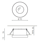 9W įleidžiamas LED &scaron;viestuvas PUCK RECESSED M, baltas 4000K