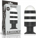 Lovetoy ANALINIS KAI&Scaron;TUKAS JUODA-BALTA SILIKONINIS ANALINIS KAI&Scaron;TUKAS 19,5 CM
