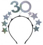 Party Deco Plaukų juosta su žvaigždėmis 30 metų