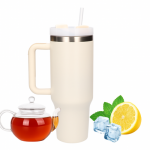 Extralink Juodas Forest | Termo puodelis ze słomką | termos su laikikliu 1200ml smėlio spalva