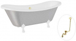 Vonia Besco Amelia Glam 190, Sidabrinis+Baltas, su sifonu su persipylimu Klik-klak Gold