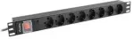 LANBERG RACK maitinimo blokas 19" (1U, 16A, 8X SHUKO, 2M, juodas) PDU-08F-0200-BK