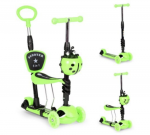 Triratis balansinis paspirtukas boružėlė su stūmimo rankena Scooter 5in1, žalias