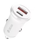 Devia car charger Smart Mini PD QC 3.0 30W 1x USB 1x USB-C baltas