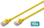 Digitus CAT 6A F-FTP plonas pataisymo laidas, 0,5 m, geltonas, 10 vienetų, 0,5 m, Cat6a, F/FTP (FFTP), RJ-45, RJ-45, geltonas