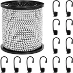 Bungee virvės su kabliukais 6 mm Juoda ir Balta PP ir guma
