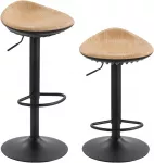 Aosom Reguliuojamo auk&scaron;čio baro kėdės, 2 vnt., pasukamos, ąžuolo ir juodos spalvos, 59-80 cm