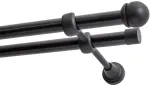 Decastyl Dvigubas karnizas FI 19 mm juodas 160 cm su rutulio formos galais MAX KOWALSKI
