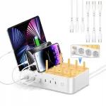 Visionsync 60w 6 prievadų balta Usb C įkrovimo stotelė