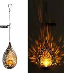 Navaris 1 x led saulės energija įkraunamas pakabinamas &scaron;viestuvas teardrop design &ndash; oriental garden saulės &scaron;viestuvai lauko saulės pakabinamas žibintas saulės &scaron;viestuvas pakabinamas su kabliukais