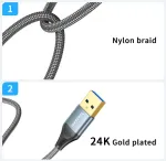 Teeaam Usb 3.0 kabelis 2 m itin spartus kabelis A Male į A Male Usb jungties kabelis, suderinamas su spausdintuvais, modemais, standžiaisiais diskais, kameromis ir kt., pilkas