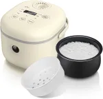 Bear Ryžiųquick cooker 3.5 puodeliai (nevirti) su garintuvu, daugiafunkcinis 350 W elektrinis mini Ryžiųquick cooker, 6 ryžių gaminimo funkcijos 2-4 žmonėms