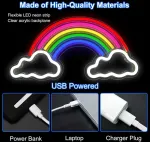Vaivoryk&scaron;tės neoninės i&scaron;kabos, led neoninės &scaron;viesos i&scaron;kabos, vaivoryk&scaron;tės debesų neoninės kambario dekoravimo lemputės miegamajam, usb maitinamos neoninės naktinės lempos, dovana vaikams, namų dekoracijos kalėdoms