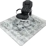 Homcomodar Apsauginis kilimėlis grindims, 120 x 150 cm, kilimėliai kėdėms kietoms grindims, boho stiliaus kilimėlis biuro kėdei kietoms grindims, neslystantis kilimėlis biuro kėdei (pilkas)