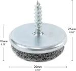 Peha&reg; parketo slydimo įtaisai / veltinio slydimo įtaisai / veltinio padeliai | &Oslash; 20 mm su varžtu - nikeliuotas (20 vnt.)