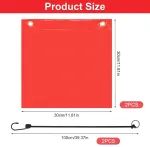 Raudonos įspėjamosios vėliavos 30x30 cm, 2 vnt. su gumine virvele ir sagtimis
