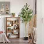 Pofibo dirbtinis alyvmedis - 180 cm dirbtinis augalas su vaisiais, realisti&scaron;kas dirbtinis medis su lapais ir samanų dekoracija vidaus ir lauko naudojimui, lengva priežiūra, natūrali i&scaron;vaizda kaip dekoracija