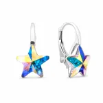 Spark Sidabriniai auskarai moterims DiamondSky &bdquo;Starfall (Aurora Borealis)&ldquo; su Swarovski kristalais